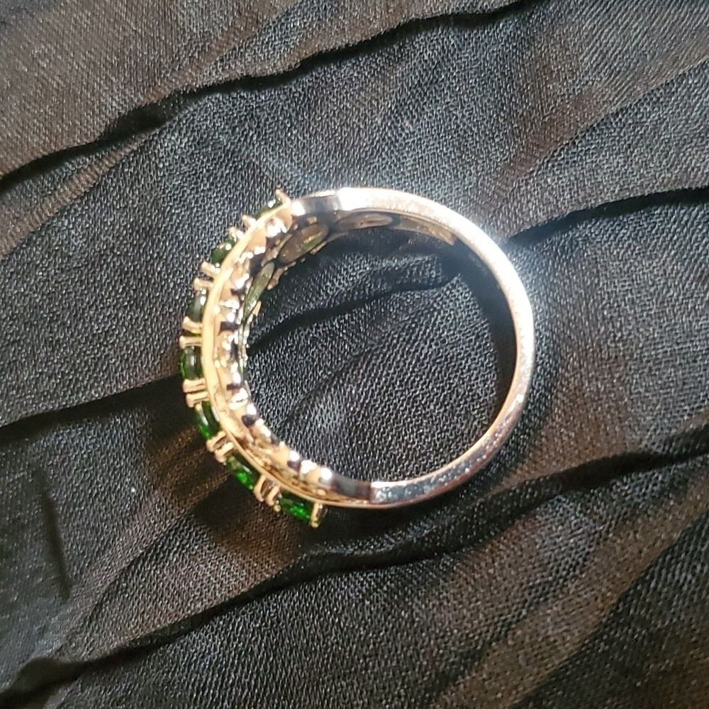Chrome Diopside Half Eternity Band Ring in Platinum Over Sterling Silver - Picture 9 of 9